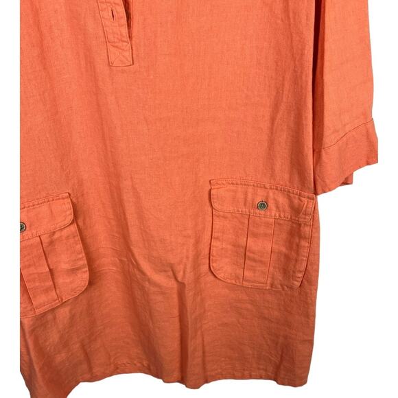 Old Navy Linen Blend Rayon Womens Casual Dress Orange Small Cruise Vacation - Picture 4 of 7